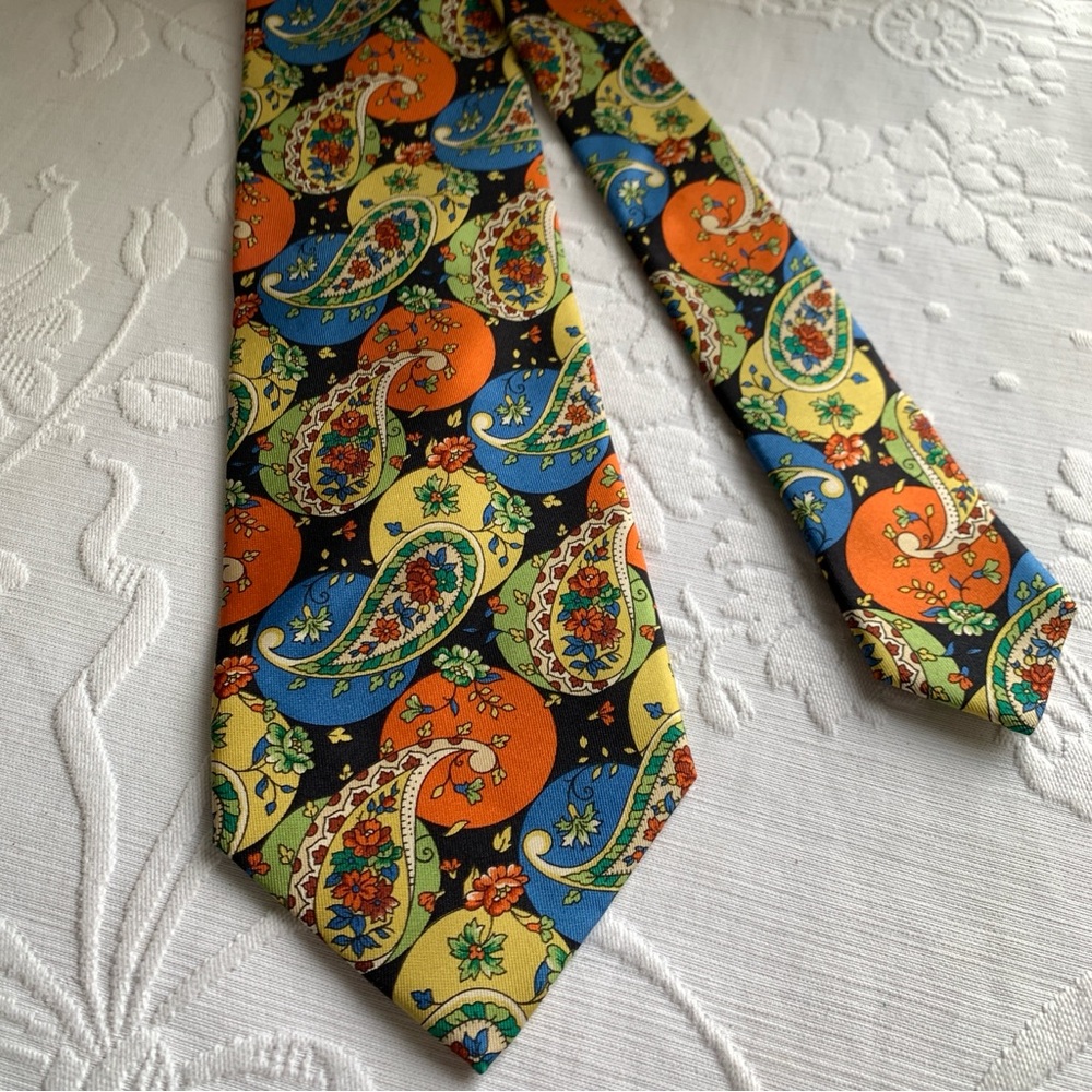 Vintage Kenzo Paris Silk Paisley Wide Tie - Picture 3 of 5